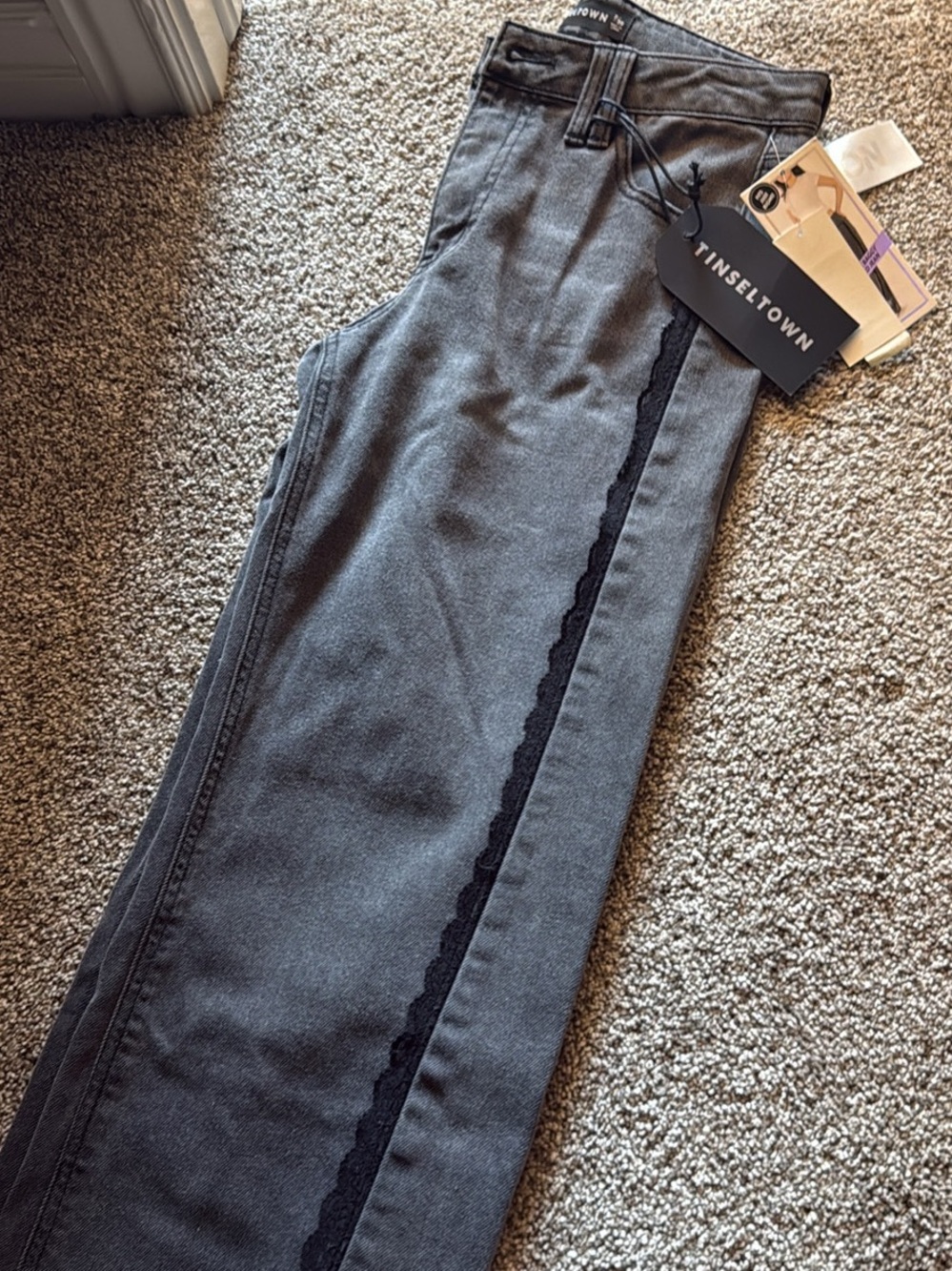 Tinseltown Black Washed Denim Pants